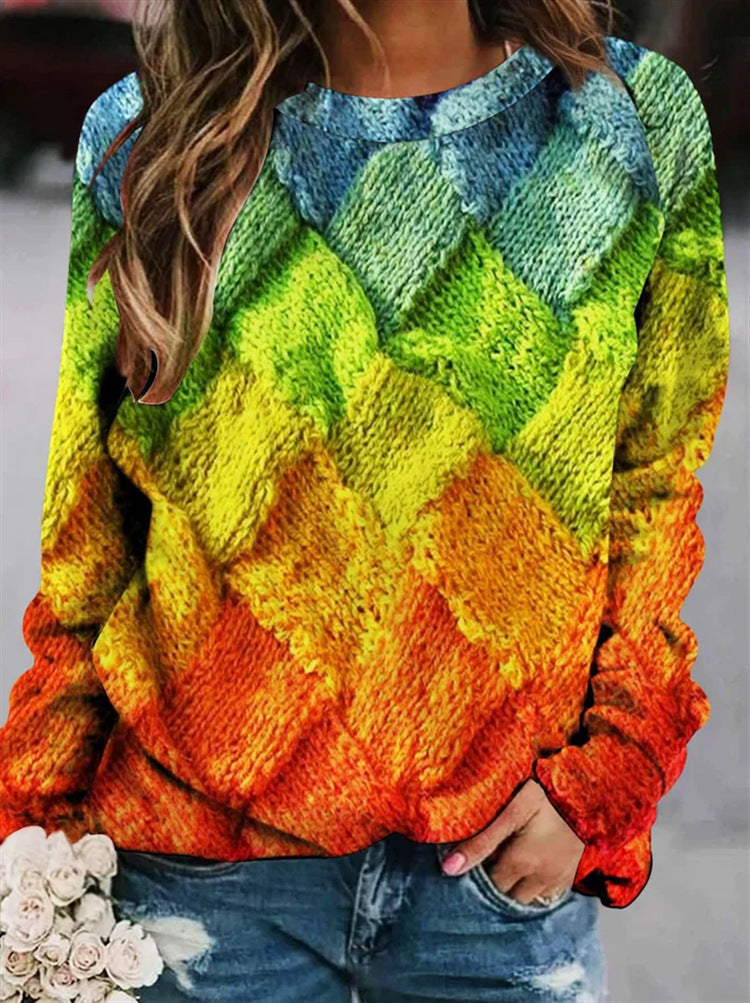 Women's patchwork sweater with textured design
