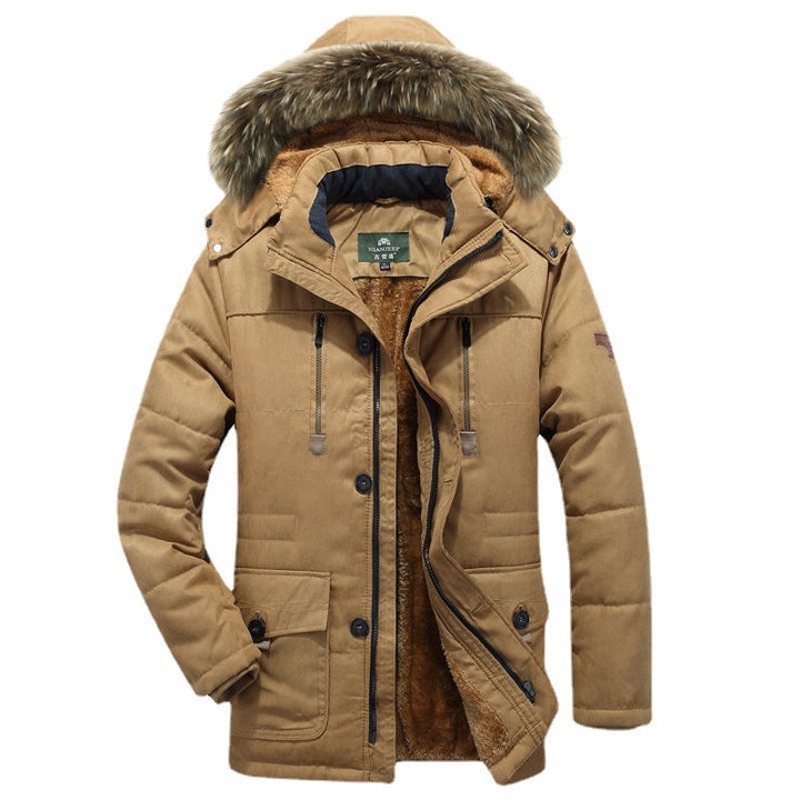 Herren Winterparka mit Teddyfutter und abnehmbarer Kunstfellkapuze