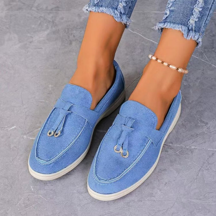 Damen Flache Slip-On Wildleder Loafer – Bequeme Freizeitschuhe