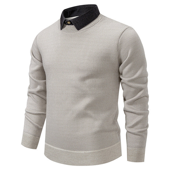 Men's Fine Knit Sweater With Modern Collar – Stylish Casual Sweater