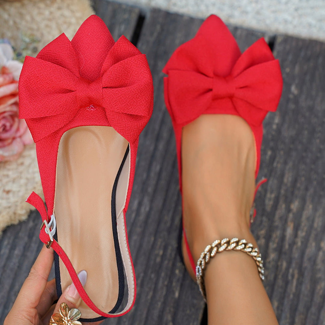 Women's Elegant Slingback Ballerina Shoes – Bow Detail Comfort