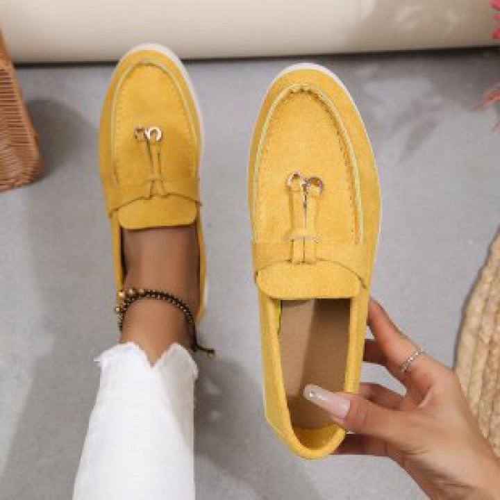 Damen Flache Slip-On Wildleder Loafer – Bequeme Freizeitschuhe