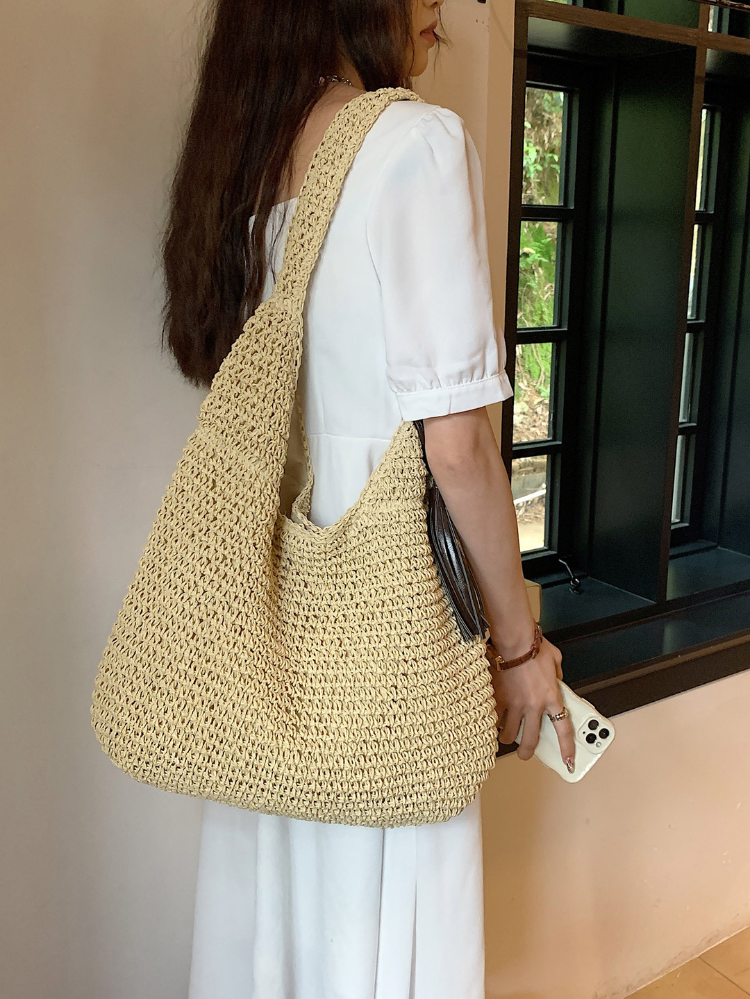 Sac de plage pour femmes en rotin – Style boho et spacieux pour l'été