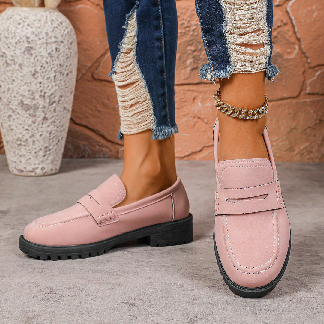 Damen Rote Wildleder Chunky Plattform Penny Loafer Mit Profilsohle