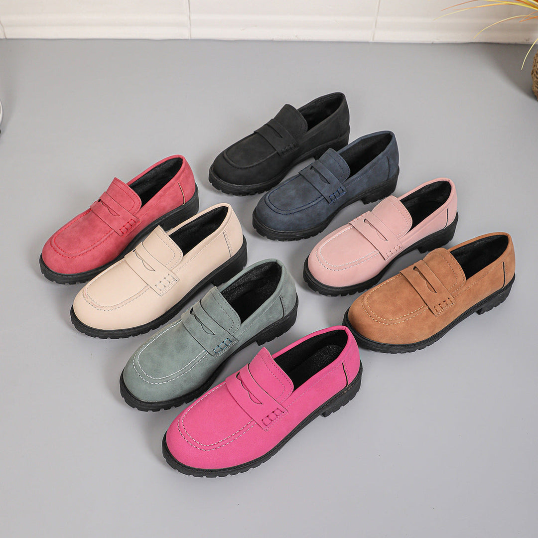 Damen Rote Wildleder Chunky Plattform Penny Loafer Mit Profilsohle