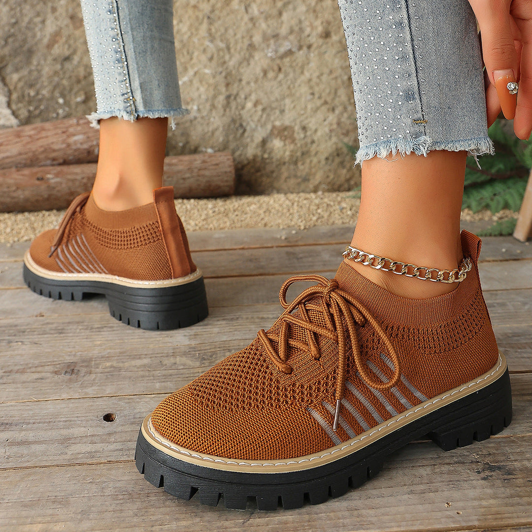 Damen Schnür Mesh Sneaker – Atmungsaktive Laufschuhe Mit Grip Sohle