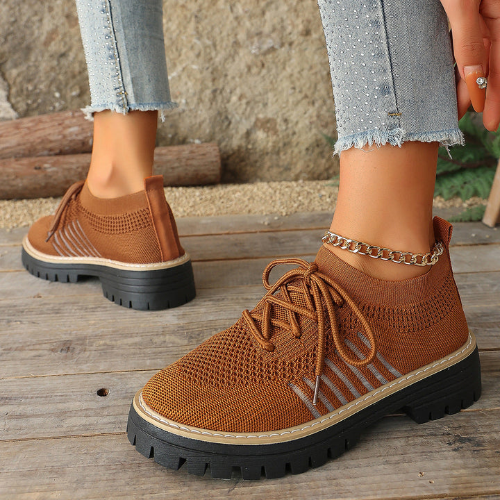 Damen Schnür Mesh Sneaker – Atmungsaktive Laufschuhe Mit Grip Sohle