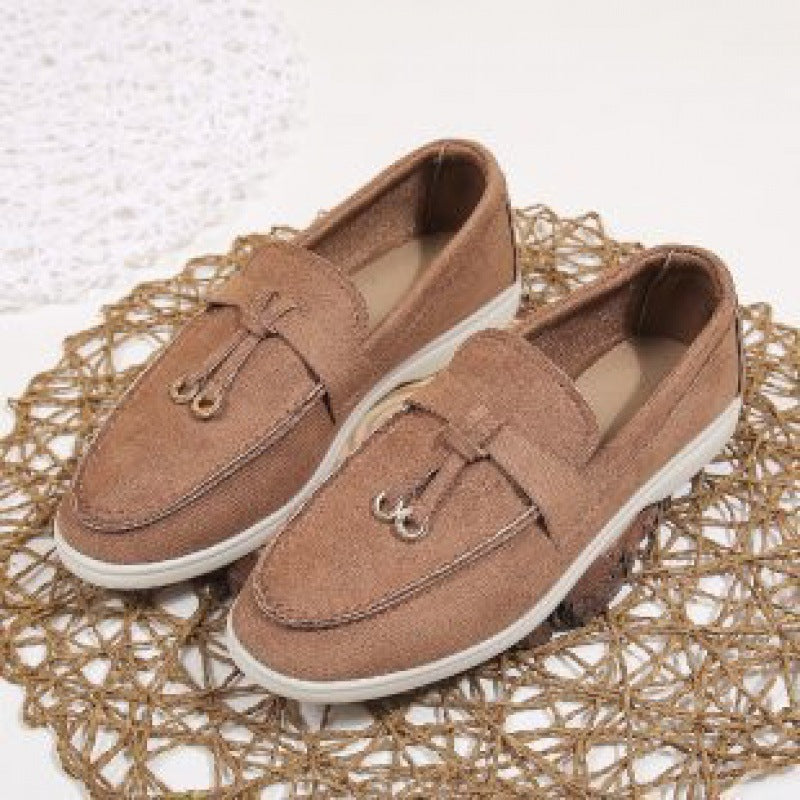 Damen Flache Slip-On Wildleder Loafer – Bequeme Freizeitschuhe