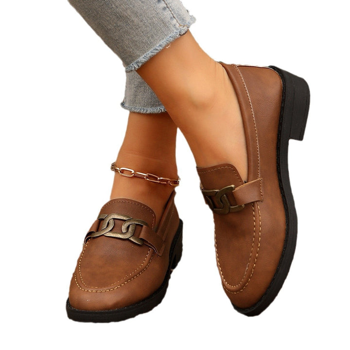 Damen Elegante Mokassins Mit Kettendetail – Stilvolle Komfort Loafer