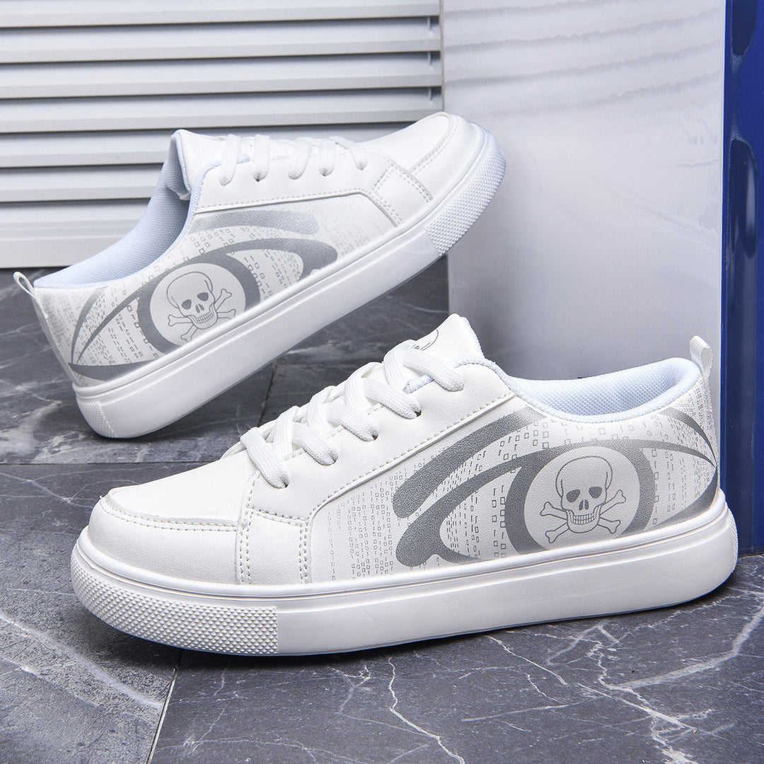 Damen Schwarze Schnür-Sneaker Mit Totenkopf-Print – Gepolsterte Komfortschuhe