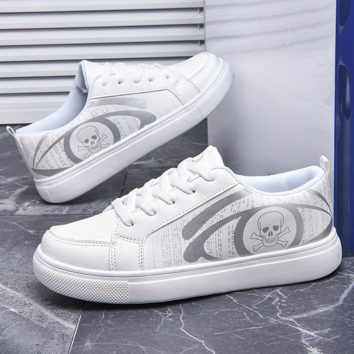 Damen Schwarze Schnür-Sneaker Mit Totenkopf-Print – Gepolsterte Komfortschuhe