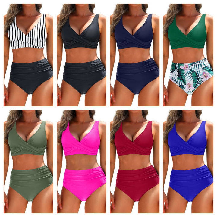 Women's Bikini Set With High-Waisted Shorts – Figure-Shaping Swimwear