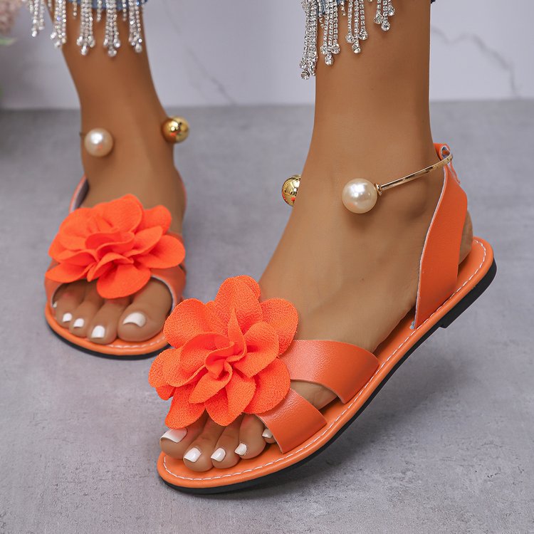 Women's Elegant Sandals with Floral Appliqués – Stylish Summer Shoes