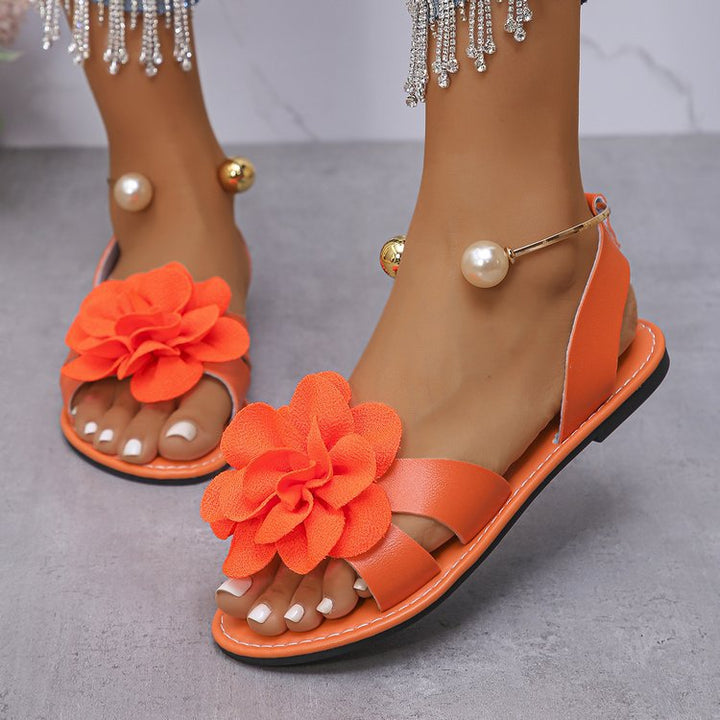 Women's Elegant Sandals with Floral Appliqués – Stylish Summer Shoes
