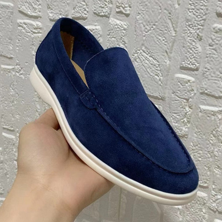 Men's Classic Brown Suede Loafers Slip-On – Elegant Casual Shoes