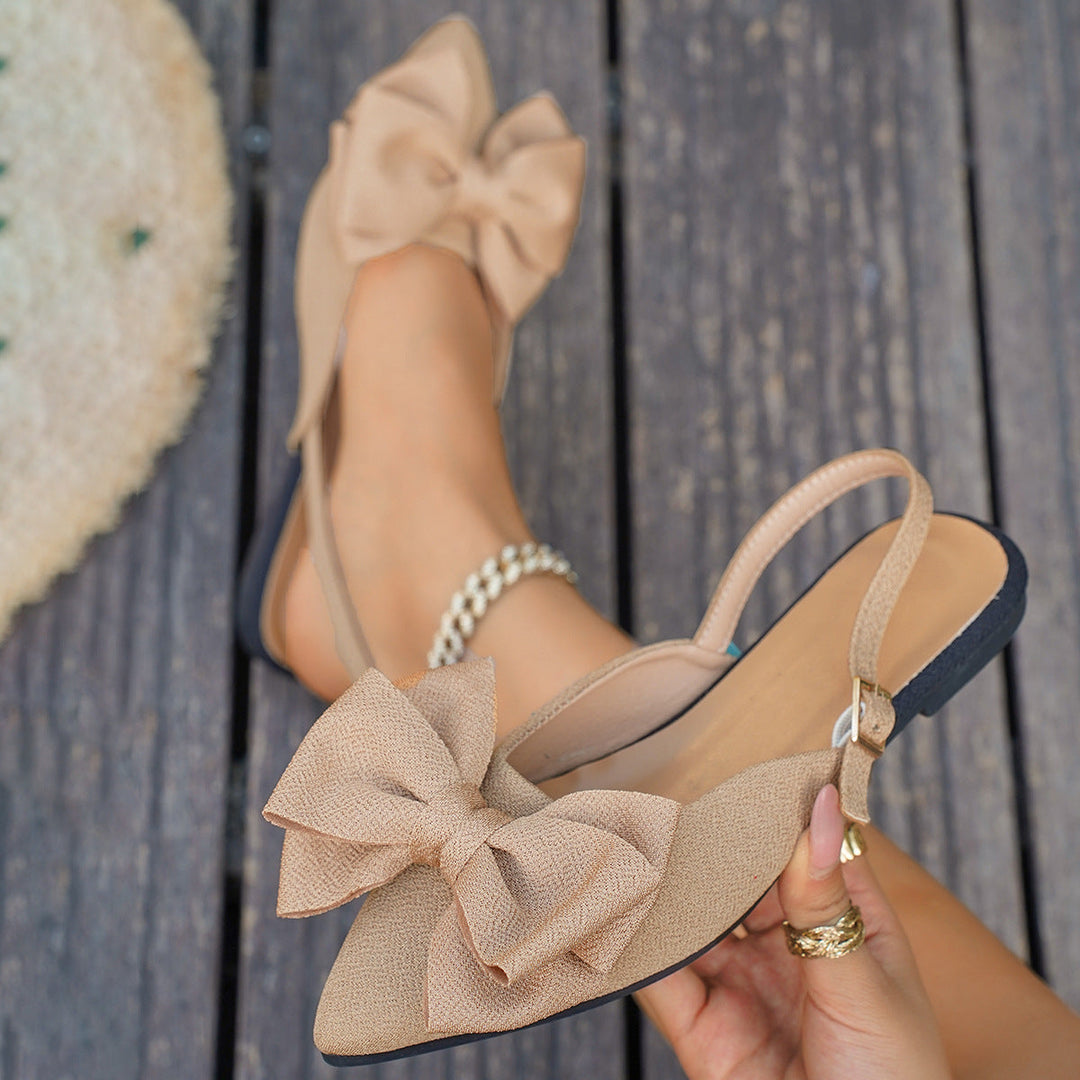 Women's Elegant Slingback Ballerina Shoes – Bow Detail Comfort