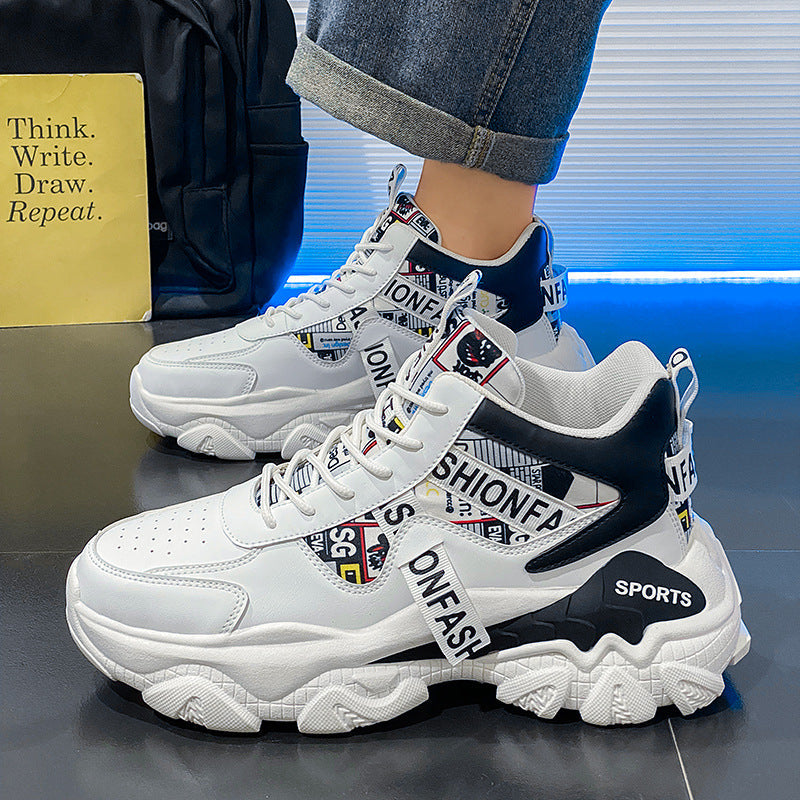 Zapatillas de plataforma de moda para mujer con estampado de letras y cordones