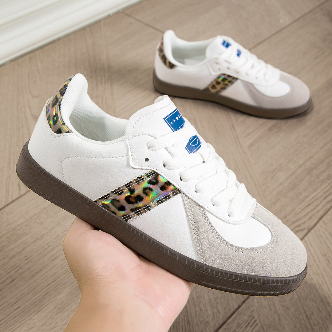 Damen Sportliche Schnür Leder Sneakers Mit Rutschfester Sohle – Bequeme Freizeitschuhe