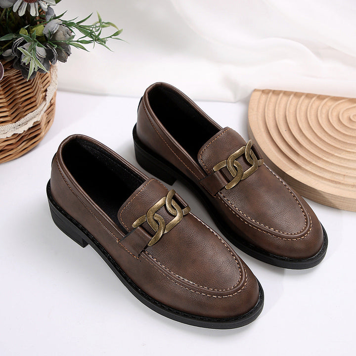 Damen Elegante Mokassins Mit Kettendetail – Stilvolle Komfort Loafer