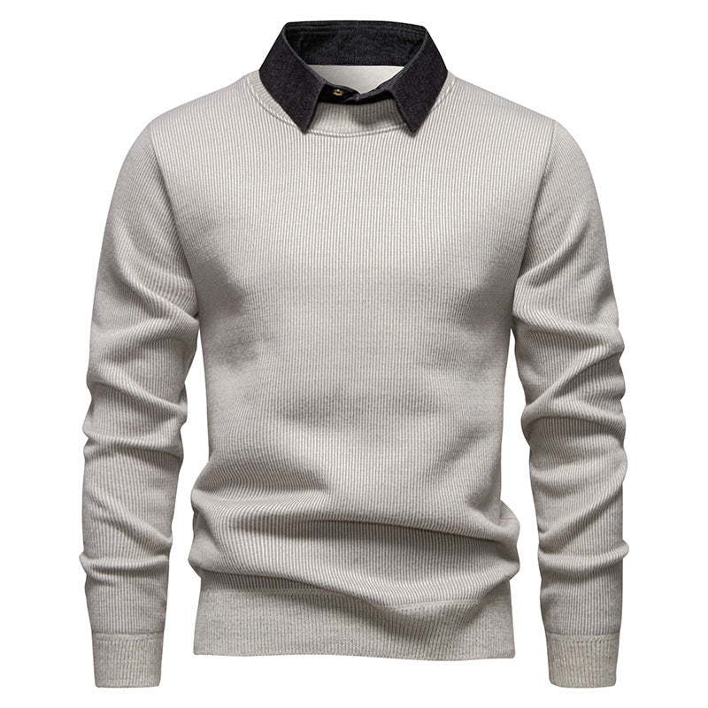 Men's Fine Knit Sweater With Modern Collar – Stylish Casual Sweater
