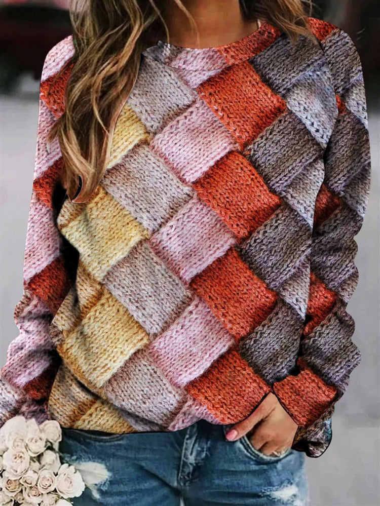 Women's patchwork sweater with textured design
