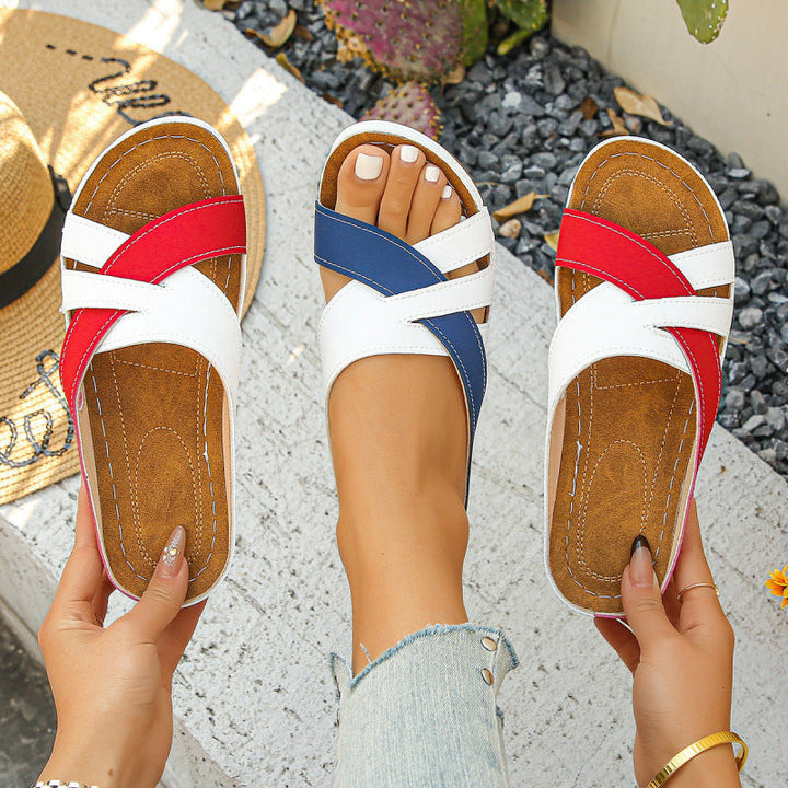 Women's Open Strap Leather Sandals – Comfortable Summer Shoes