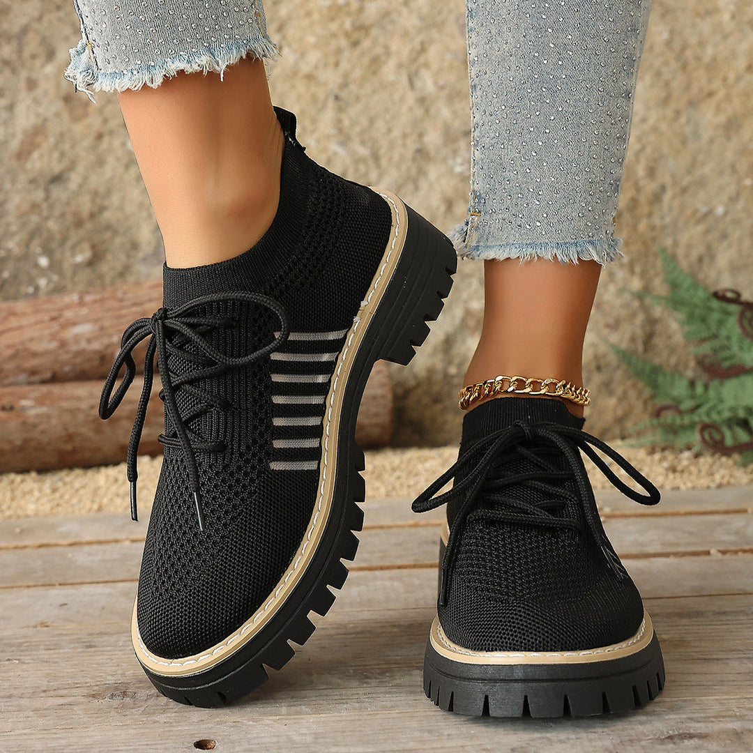 Damen Schnür Mesh Sneaker – Atmungsaktive Laufschuhe Mit Grip Sohle