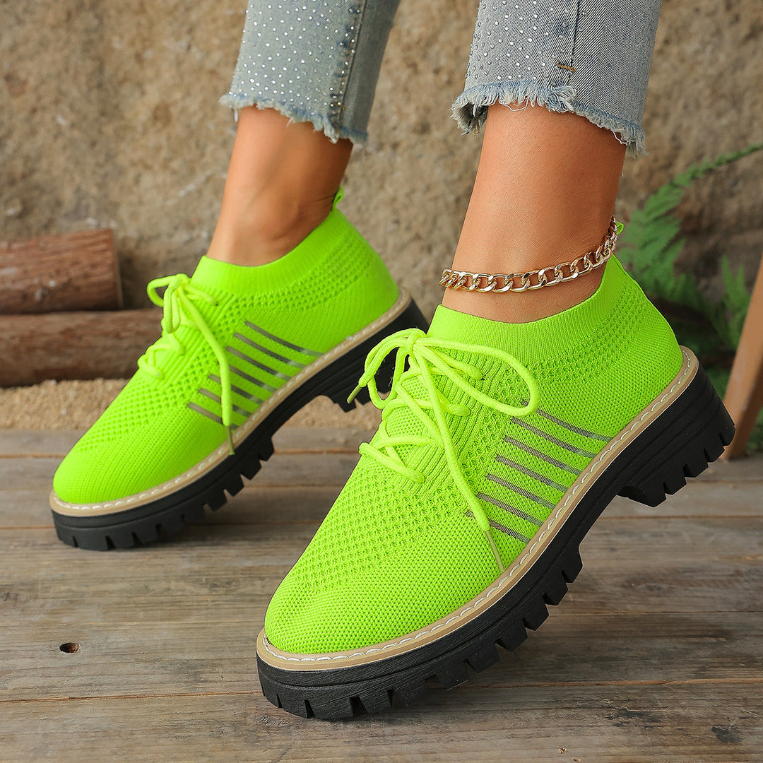 Damen Schnür Mesh Sneaker – Atmungsaktive Laufschuhe Mit Grip Sohle
