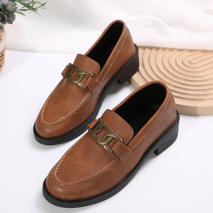 Damen Elegante Mokassins Mit Kettendetail – Stilvolle Komfort Loafer