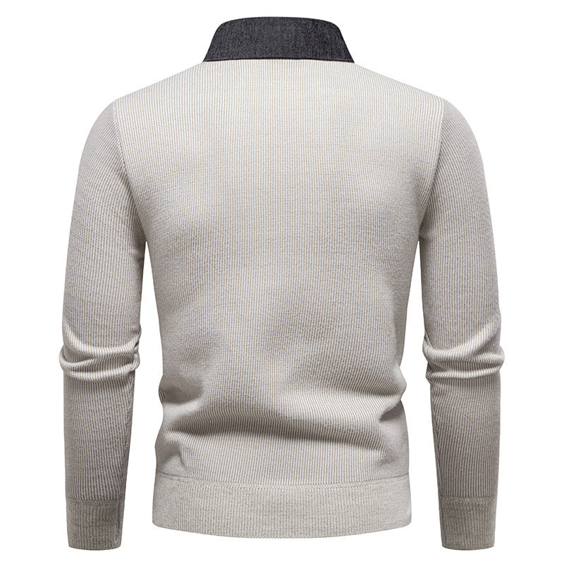 Men's Fine Knit Sweater With Modern Collar – Stylish Casual Sweater