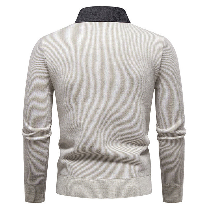 Men's Fine Knit Sweater With Modern Collar – Stylish Casual Sweater
