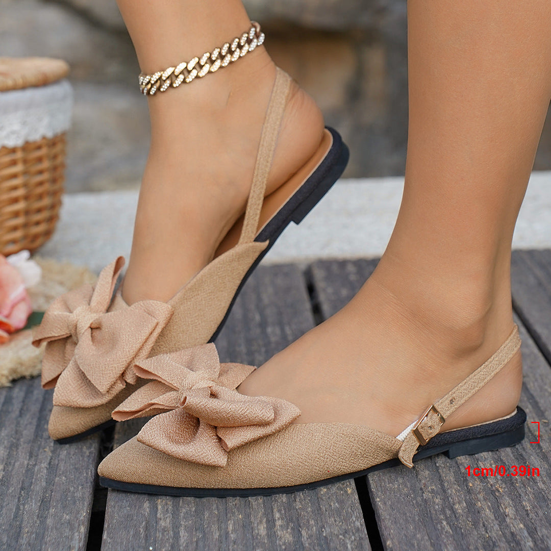 Women's Elegant Slingback Ballerina Shoes – Bow Detail Comfort