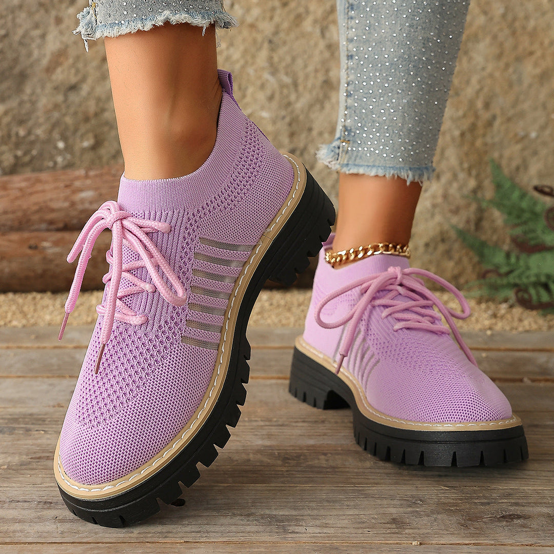 Damen Schnür Mesh Sneaker – Atmungsaktive Laufschuhe Mit Grip Sohle