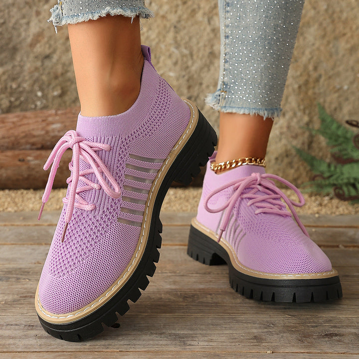 Damen Schnür Mesh Sneaker – Atmungsaktive Laufschuhe Mit Grip Sohle