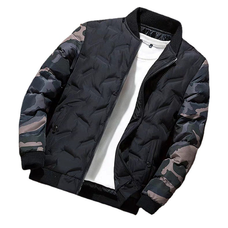 Herren Bomberjacke mit Camouflage-Ärmeln und Rippbündchen