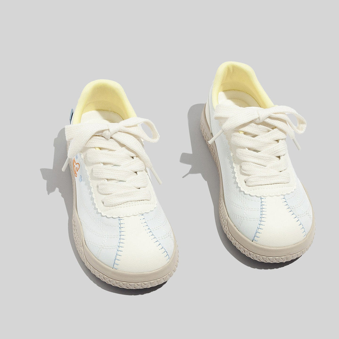 Damskie stylowe niebieskie skórzane sneakersy na sznurowadła