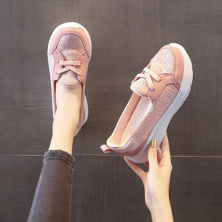 Baskets slip-on roses pour femmes – Chaussures confort légères et rembourrées