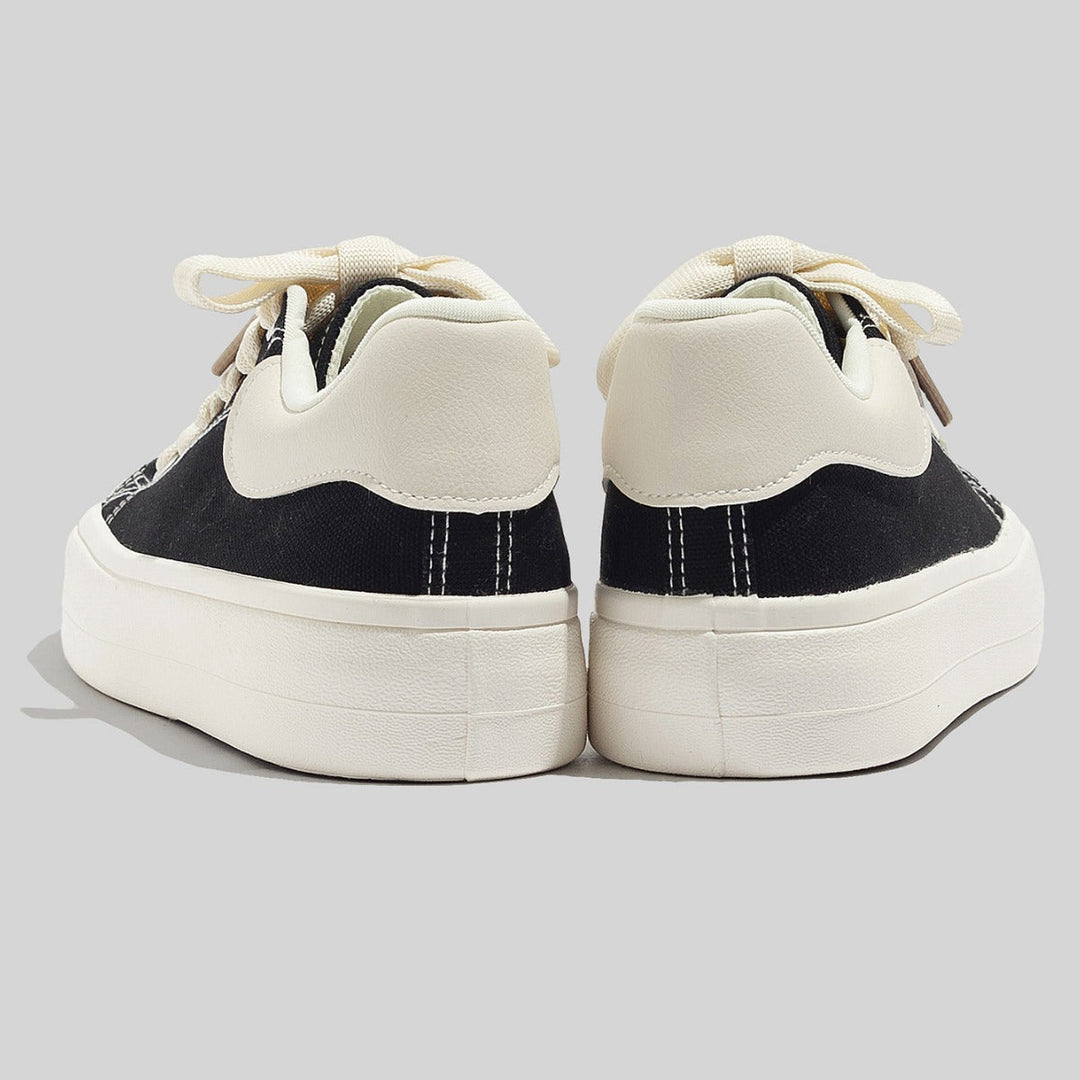Damskie stylowe sznurowane sneakersy z denimu na platformie