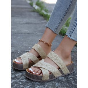 Women's Trendy Platform Sandals – Braided Strap Design Summer Shoes