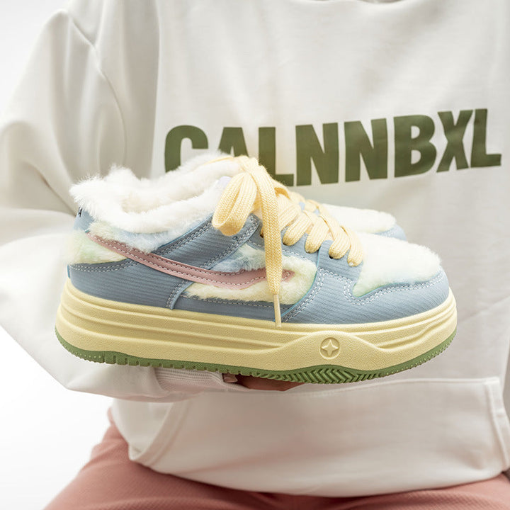 Women's Pink Platform Sneakers with Fleece Lining
