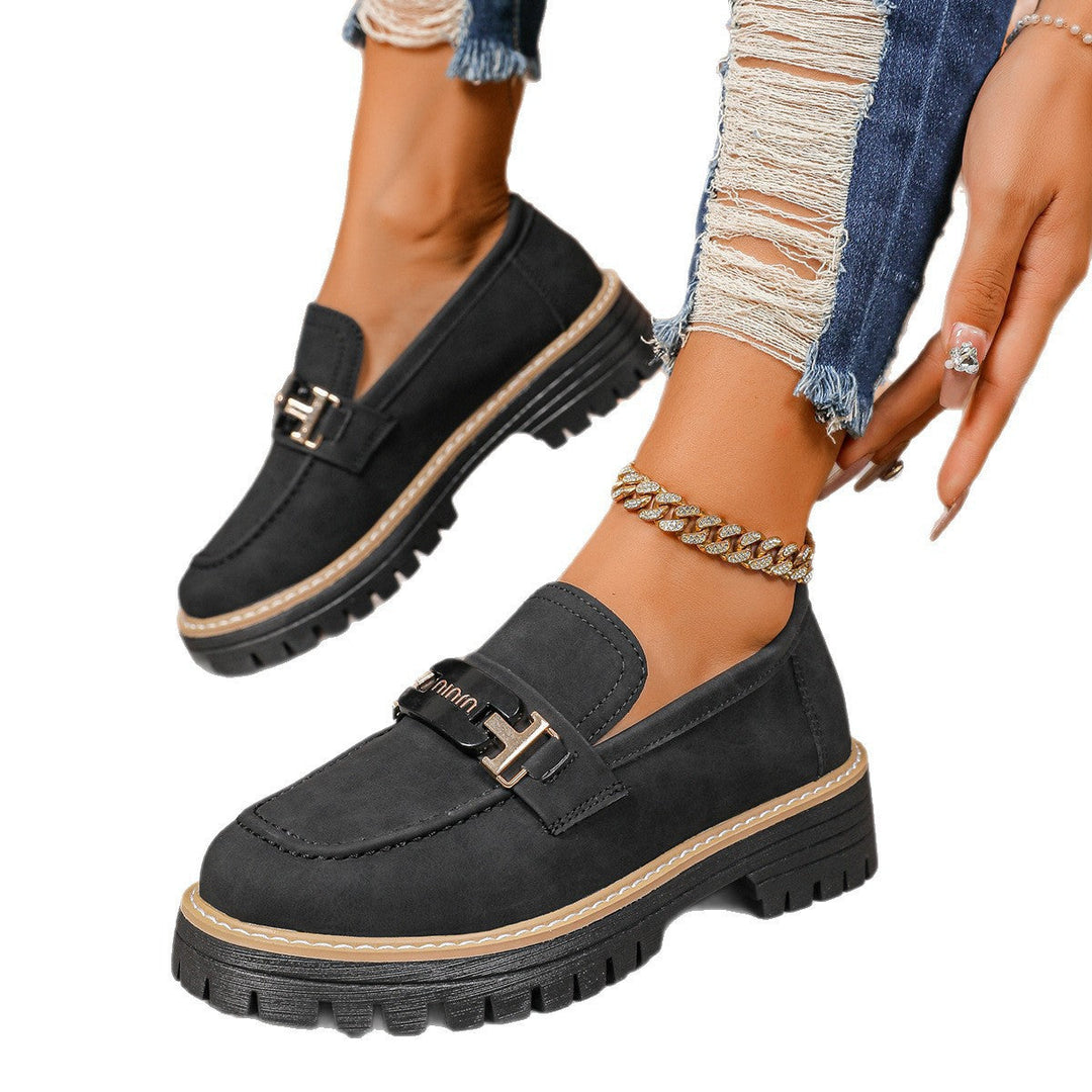 Damen Rote Wildleder Chunky Plattform Penny Loafer Mit Profilsohle