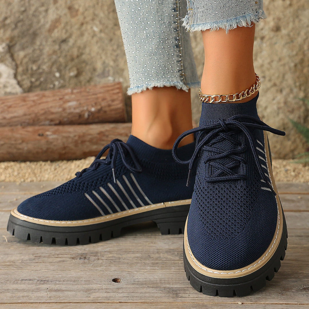 Damen Schnür Mesh Sneaker – Atmungsaktive Laufschuhe Mit Grip Sohle