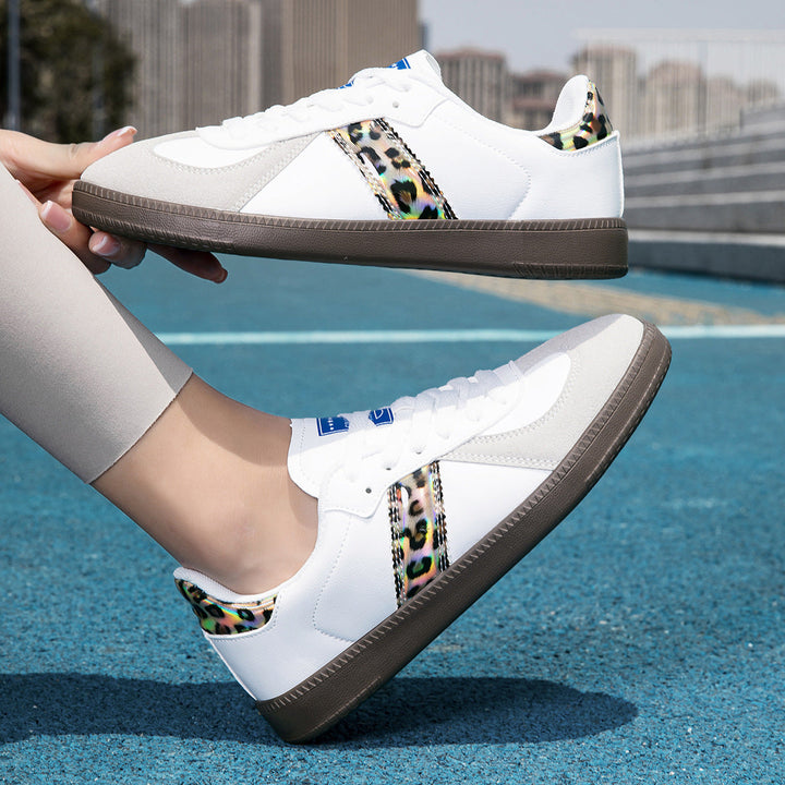 Damen Sportliche Schnür Leder Sneakers Mit Rutschfester Sohle – Bequeme Freizeitschuhe