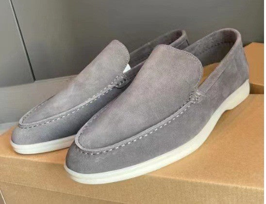 Men's Classic Brown Suede Loafers Slip-On – Elegant Casual Shoes