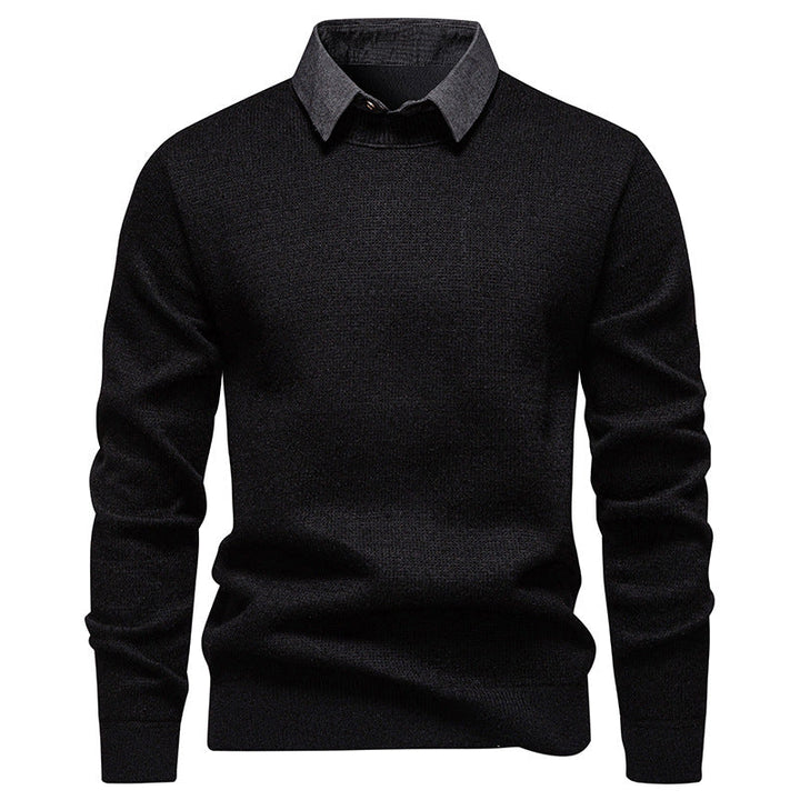 Men's Fine Knit Sweater With Modern Collar – Stylish Casual Sweater