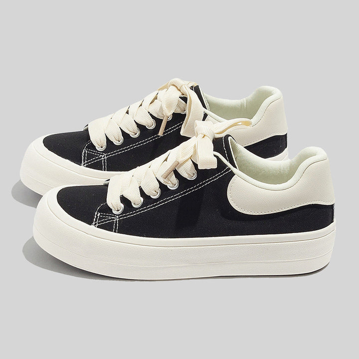 Damskie stylowe sznurowane sneakersy z denimu na platformie
