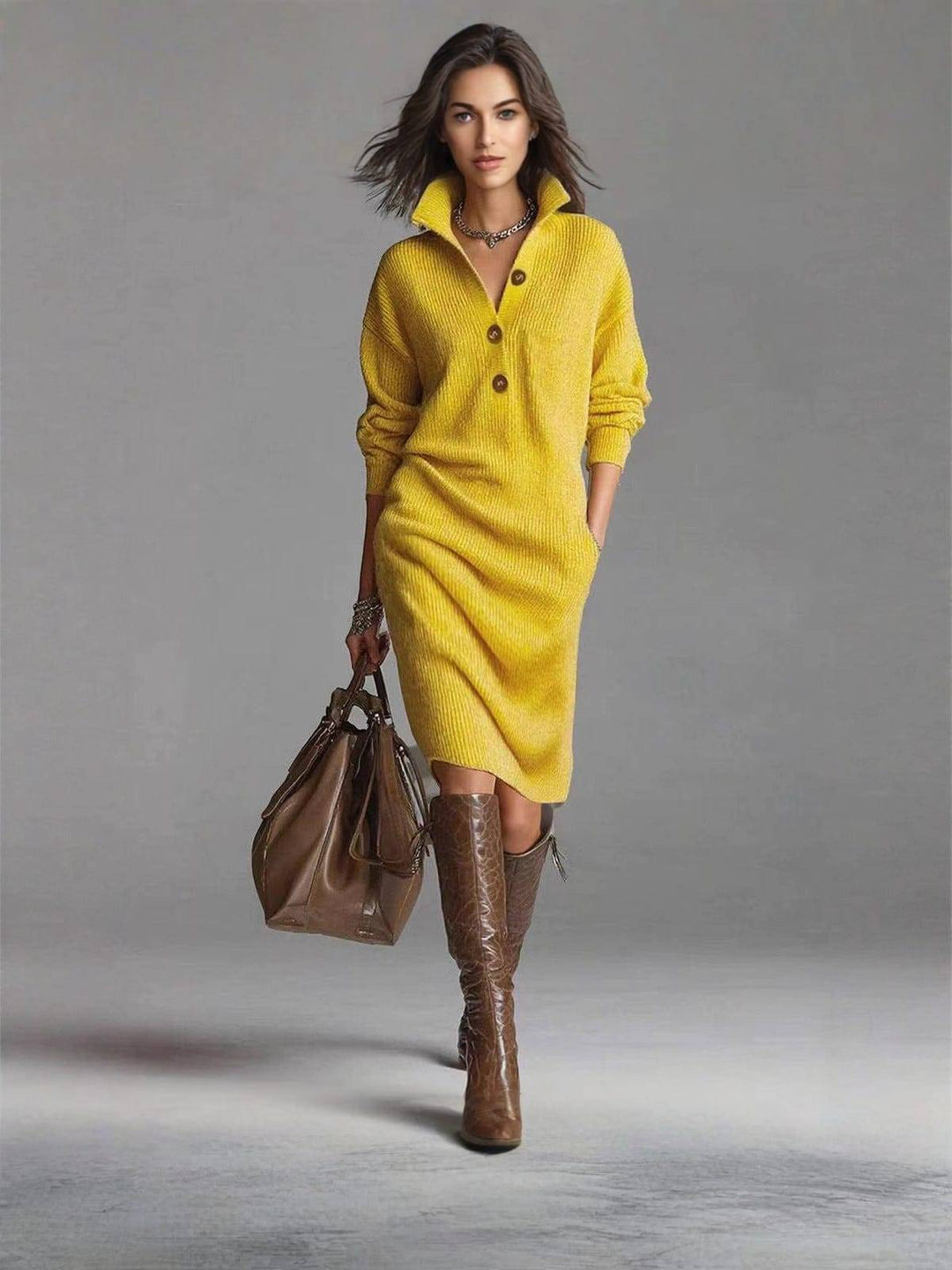 Marlowe | Damen Jumper-Kleid mit Knopfleiste