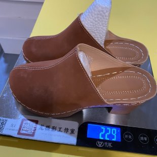 Women's Black Suede-Look Block Heel Mules with White Stitching