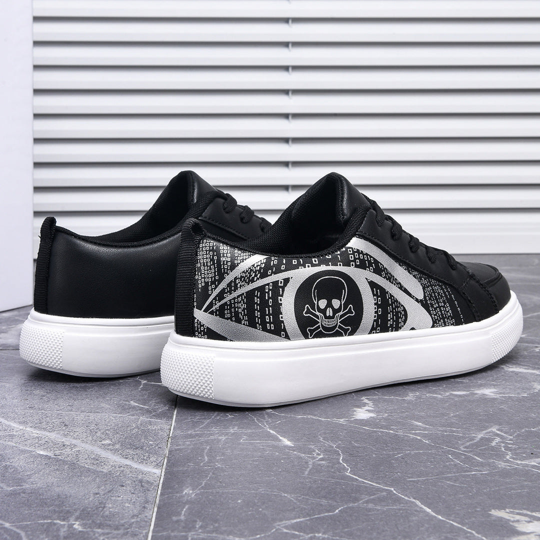 Damen Schwarze Schnür-Sneaker Mit Totenkopf-Print – Gepolsterte Komfortschuhe