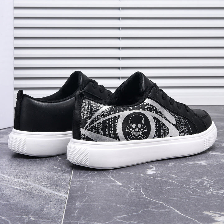 Damen Schwarze Schnür-Sneaker Mit Totenkopf-Print – Gepolsterte Komfortschuhe
